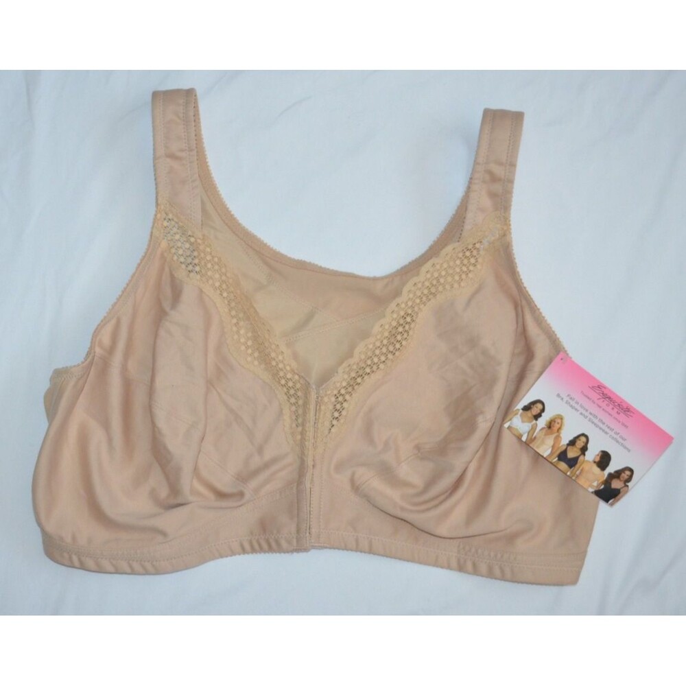 Exquisite Form Front Close Beige Posture Bra with Lace Size 46DDD